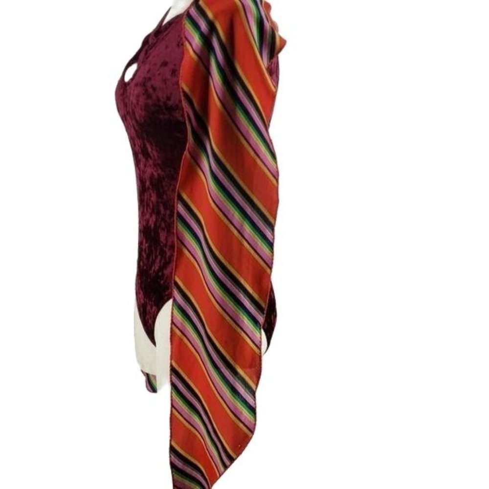 Retro Hippie‎ Red Rainbow Stripes Asymmetrical Scarf Wrap
